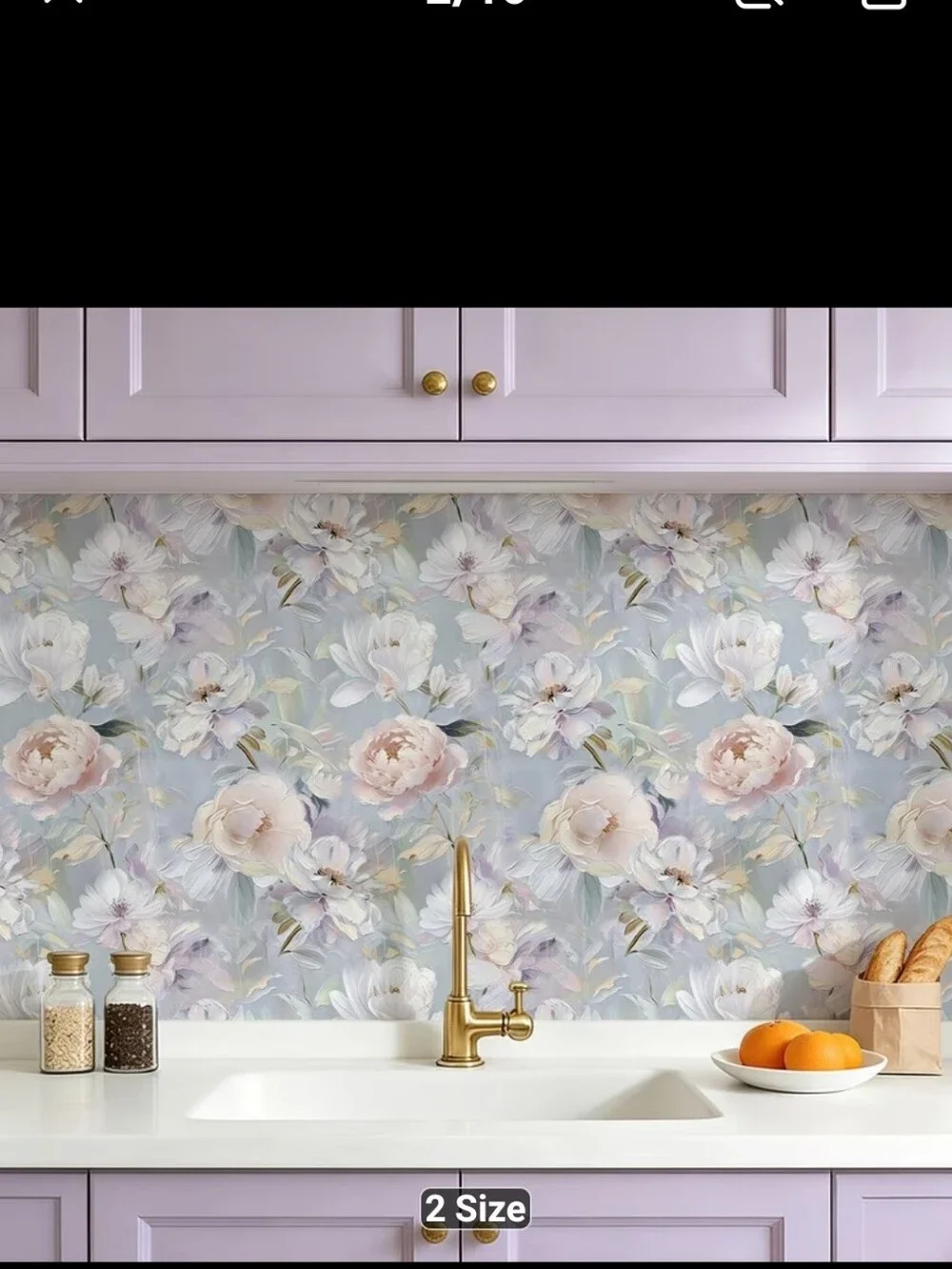 New Roll Floral Pastel Peel and Stick Wallpaper - Lavender and Cream #1578-744
